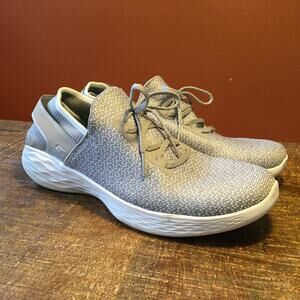 Skechers You Inspire Walking Sneakers Womens 7.5 Grey Knit Slip On Comfort Walk